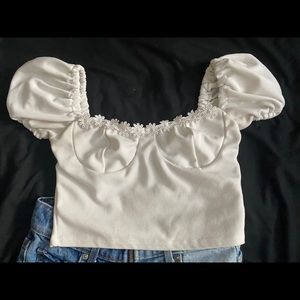 Nasty Gal Floral Trim Crop Top